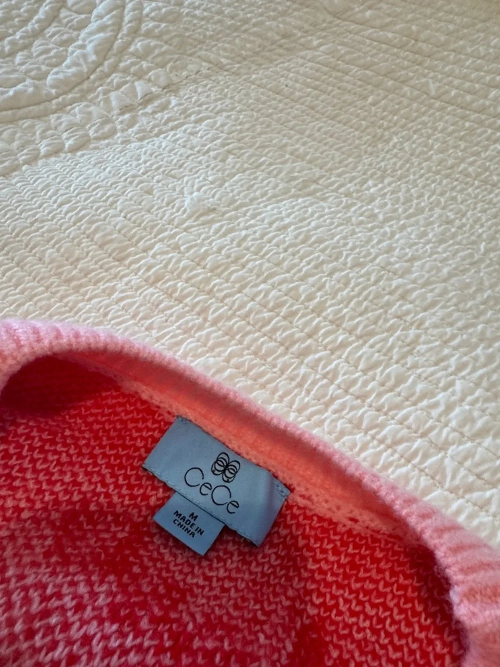 CeCe Pink Crewneck Sweater with Red 